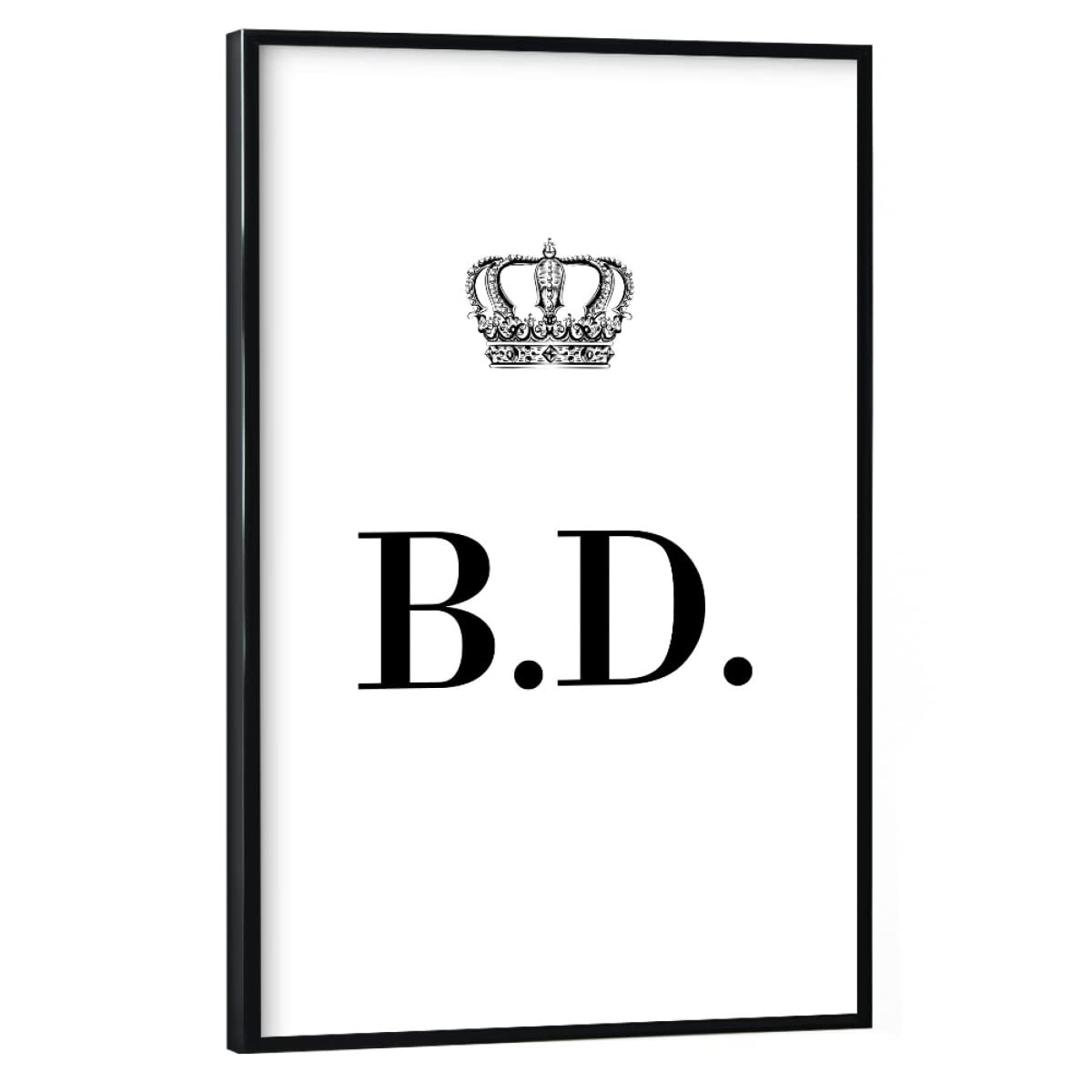 artboxONE Poster mit schwarzem Rahmen 75x50 cm Schwarzweiß King BD - Bild Personalisierung Buchstabe Buchstabe-BD