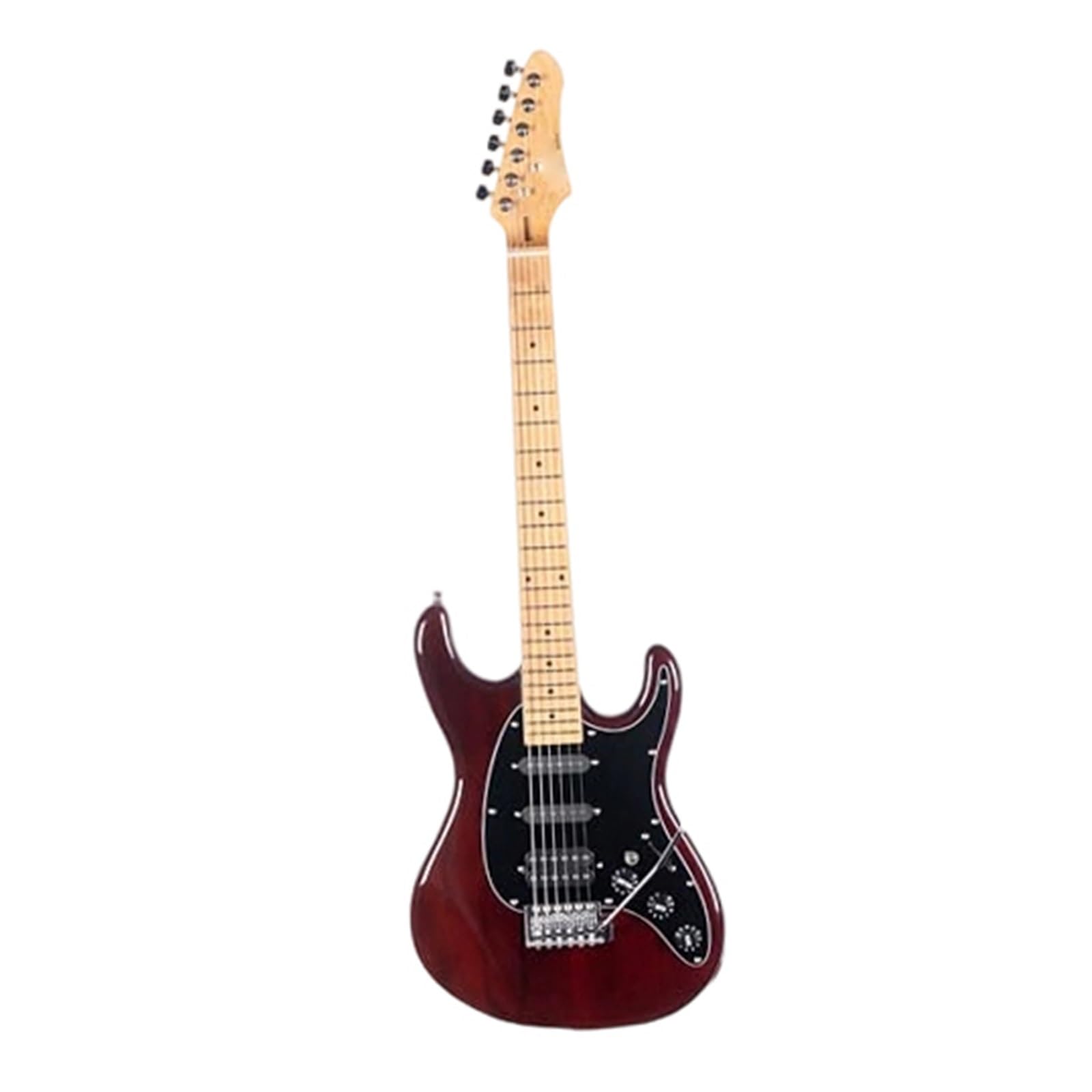 Gitara Elektryczna Profesjonalna Gitara Elektryczna Z Solidnym Korpusem Nowoczesna Regulowana Gitara Mostkowa Z Drewna Klonowego SSH 7 Strun(Dark red)