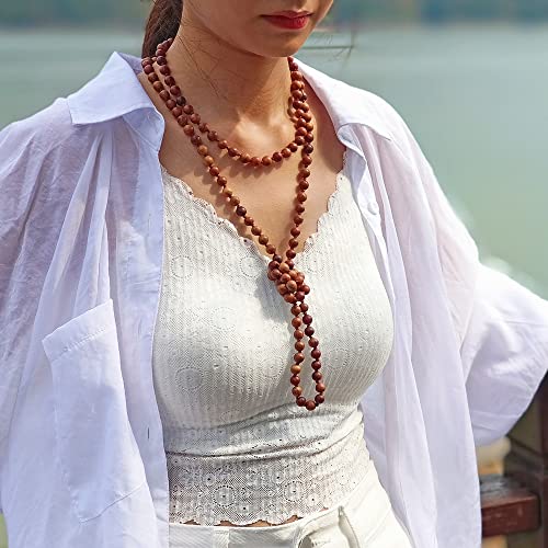 Firstmeet Fashion Natural Round Wood Beads 60'' Long Strand Art Deco Necklace for Women4