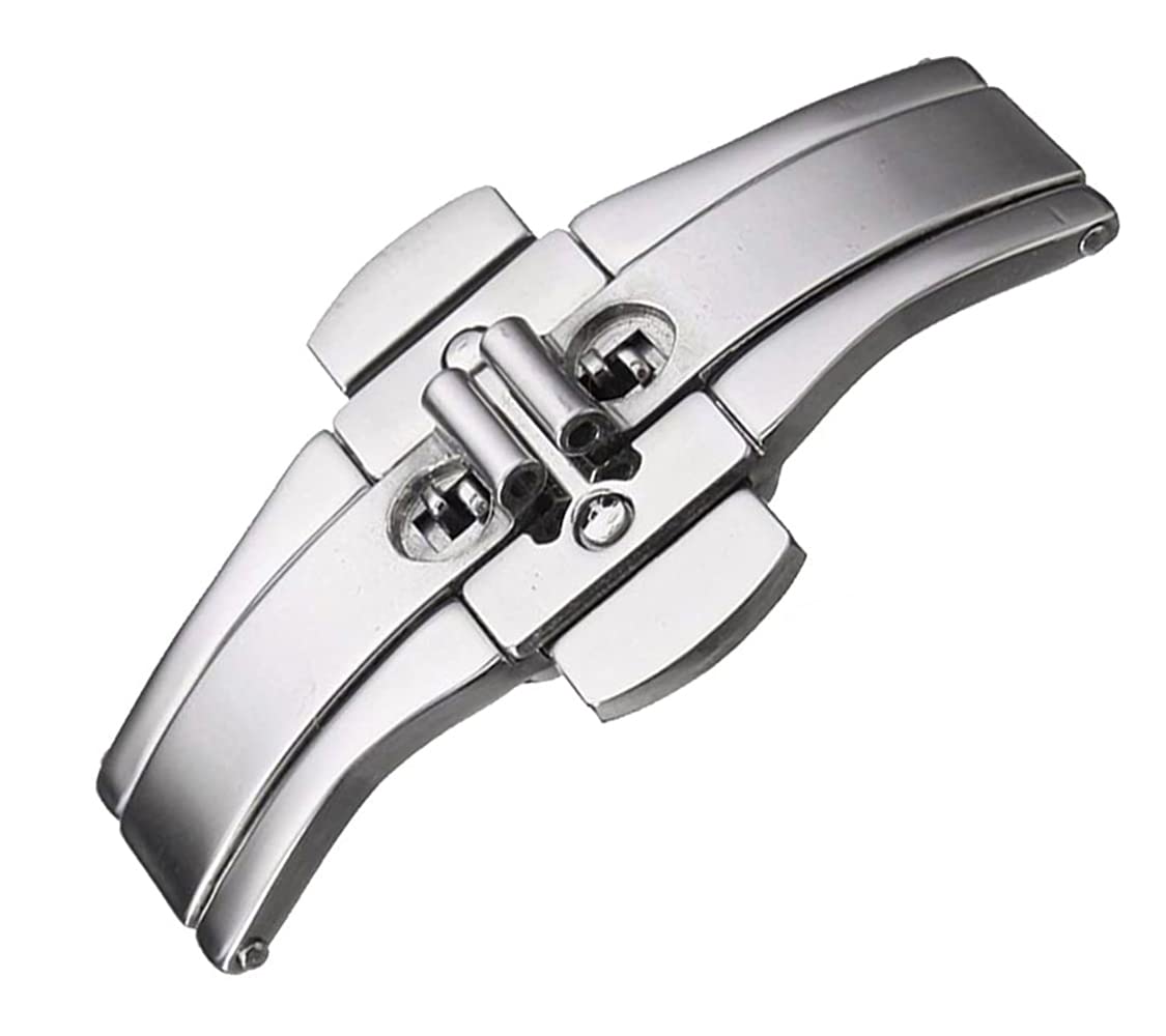 EwatchAccessories Replacement 23mm x 6mm Silver Stainless Steel Butterfly Buckle Push Button Folding Deployment Buckle Clasp (B0BXCW44B7) Amazon Price History, Amazon Price Tracker