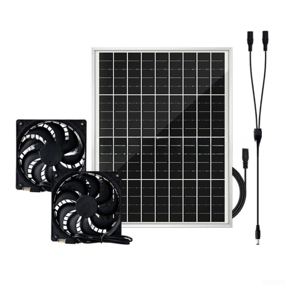 Ventilatore solare con pannello da 15 W per una ventilazione sostenibile in pollai e camper (doppia ventola)