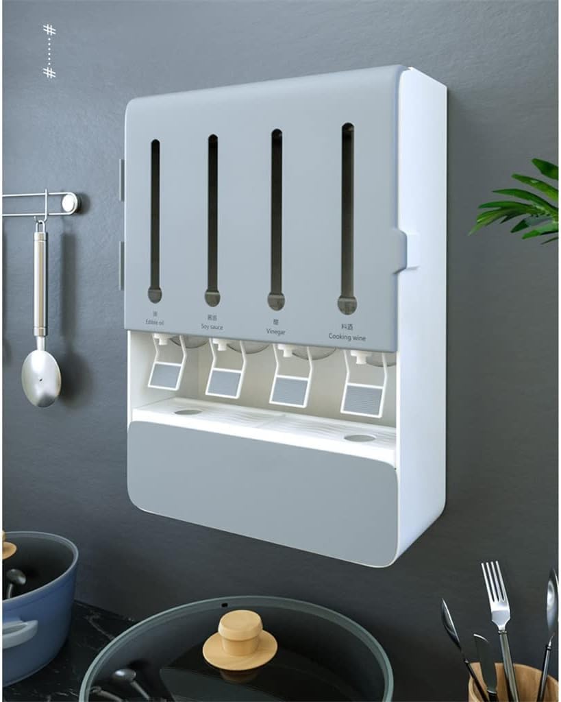 New Kitchen Shelf Wall Mounted Spice Rack Multi-Functional Condiment Storage Box No Punching Seasoning Box High Capacity (Color : D, Size : 30 * 42 * 7cm), Brown