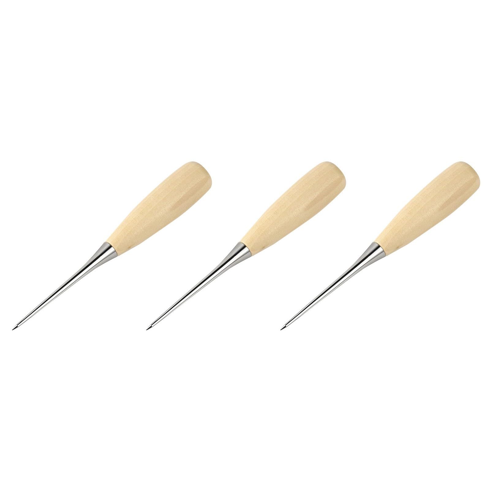 Leatherworker Essential Toos Steel Needle Awl Set with Nonslip Wood Grip for Stitching and Punching Hole Stitching Awl