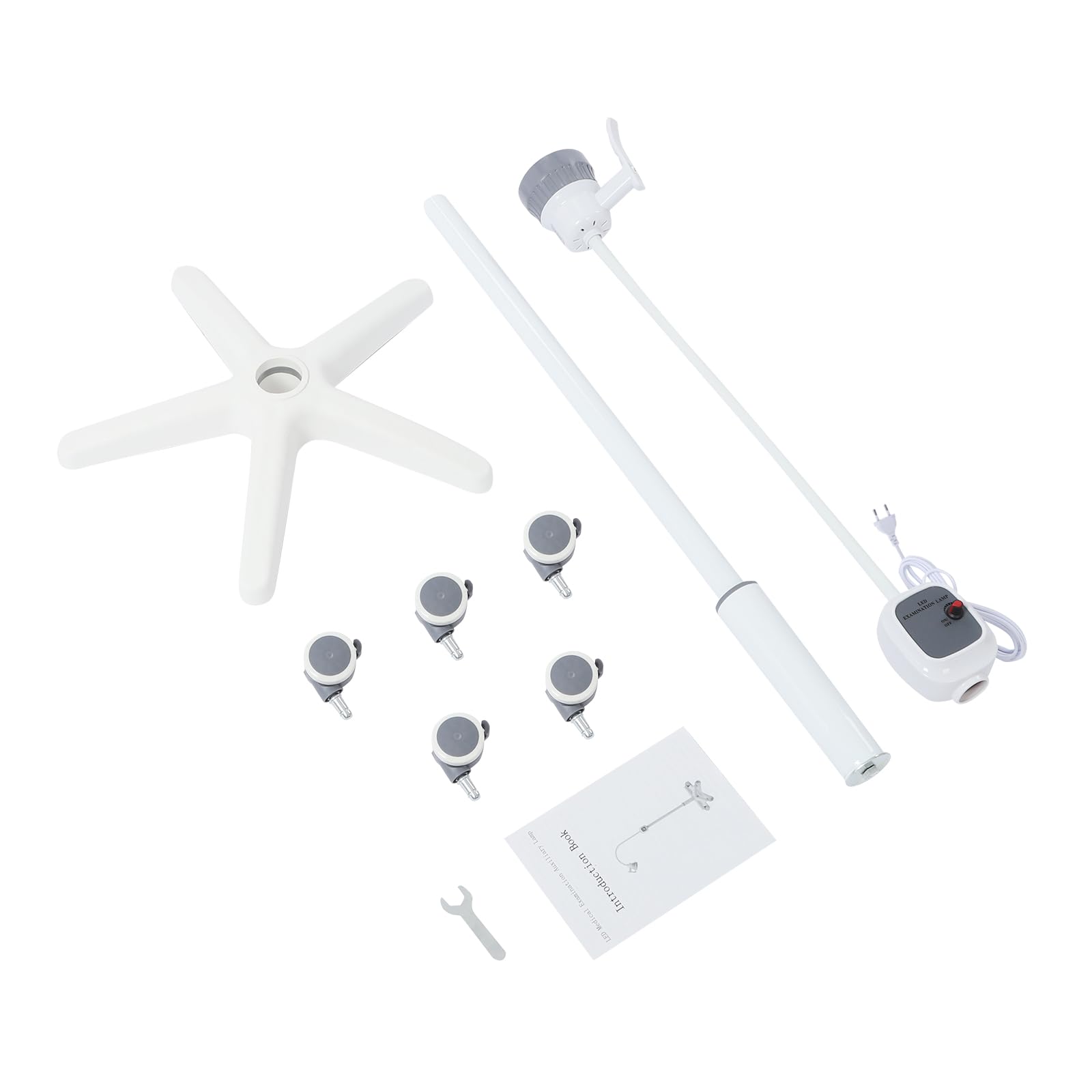 Lampada chirurgica a LED da 12 W, con 7 perle, 7500 lux, lampada mobile per ginecologia, lunghezza asta 80 cm, con 5 ruote per cliniche dentali