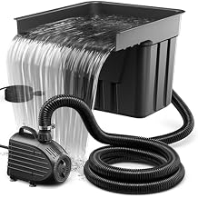 NFESOLAR Pond Waterfall Spillway Kit, Includes Waterfall Box, Filter Media, 1200GPH Water Pump and 10 FT Corrugated Tubing, for Ponds and Streams up to 3,000 Gallons N4332