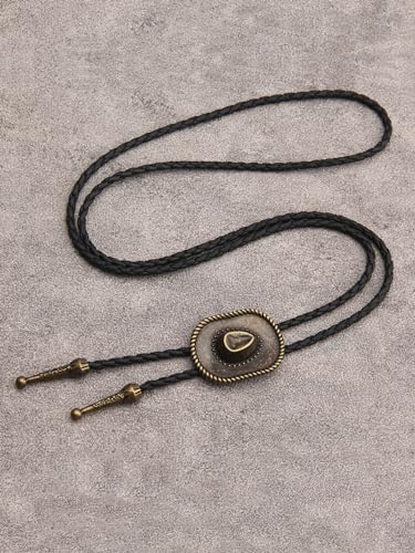 Image of Jeilwiy Bolo Tie for Men Western Cowboy Tie Necklace Gold Bolo Tie Leather Necktie Halloween Tie Accessories for Women