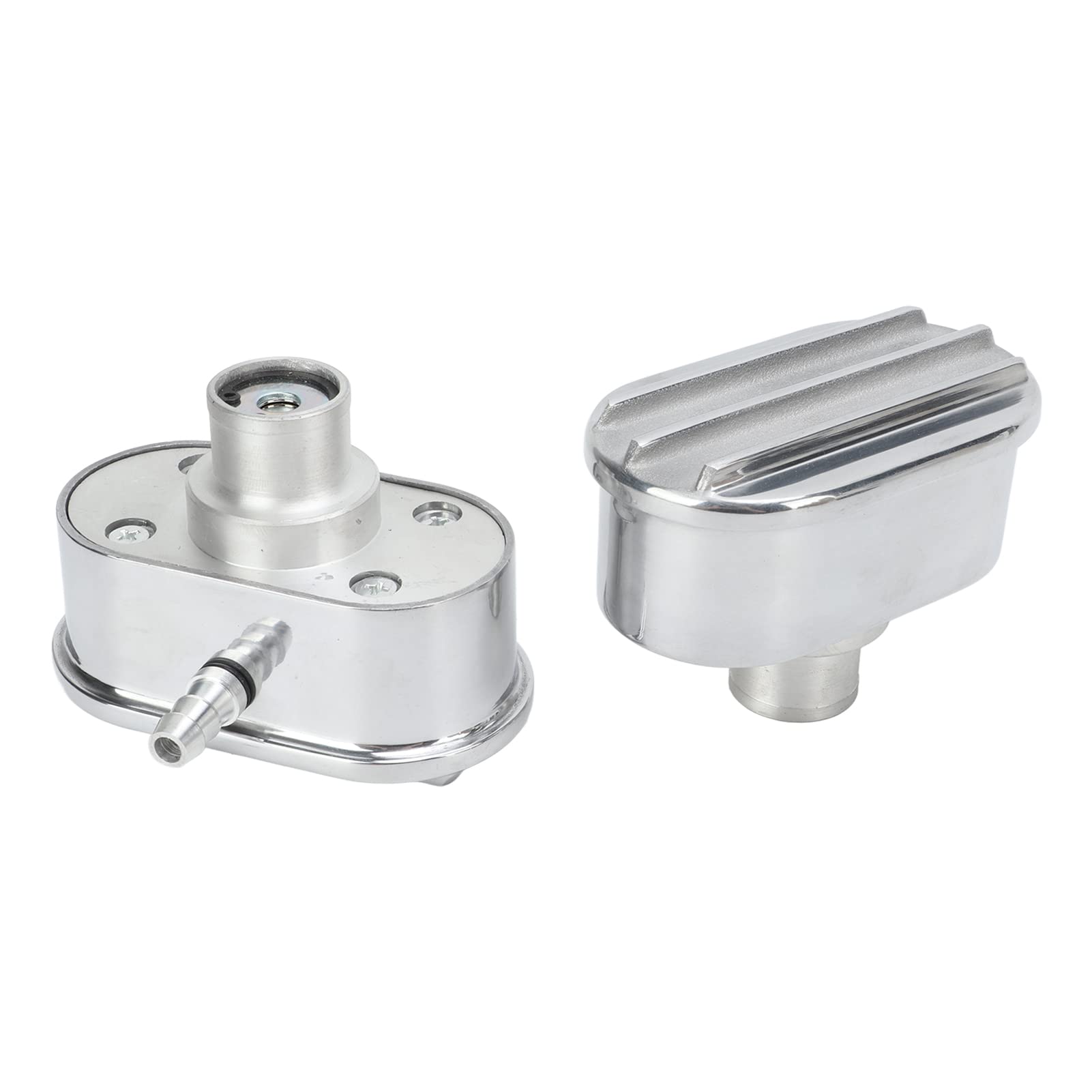 Sorandy Kit di Sfiato del Coperchio della Valvola in Alluminio, Design Alettato Lucidato, Sostituzione per le Prestazioni del Motore, 4 X 2-1/4 X 2 Pollici, Include Anelli di Tenuta