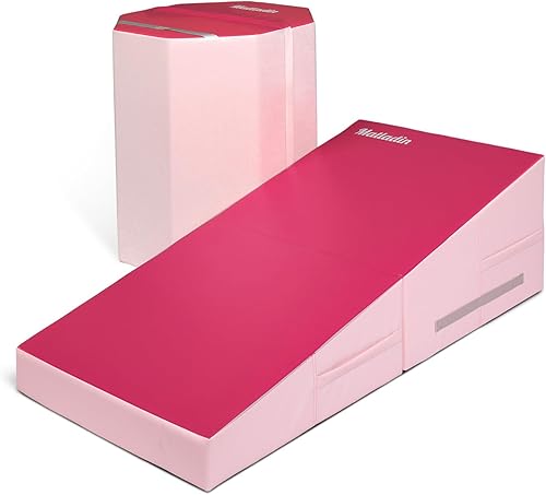 Matladin Juego de colchonetas de gimnasia, tapete de gimnasia inclinado, 48 x 24 x 14 pulgadas y tapete octagonal de 24 x 26 pulgadas, tapete de