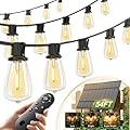 addlon 54(48+6) FT Solar String Lights Waterproof,Patio Lights Solar Powered with Remote& USB Port 24+2 LED Shatterproof Bulbs 3 Lighting Modes Outdoor Lights for Camping Backyard Garden