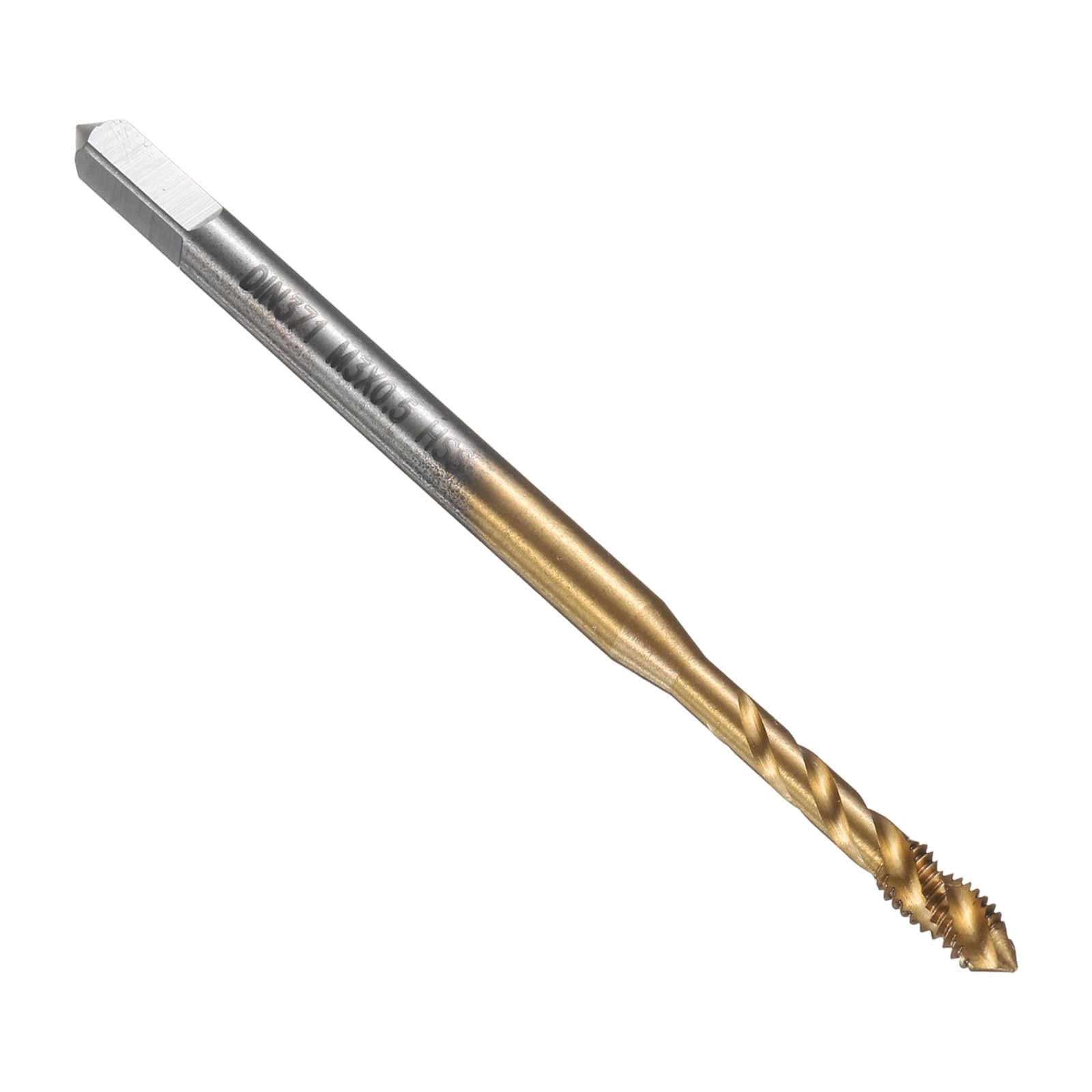 sourcing map Spiral Flute Thread Taps M3 x 0.5 H2 Metric Machine Threading Tap Bit, Titanium Nitride Coated Screw Tapping Repair Tool, M2 High-Speed Steel (HSS6542)