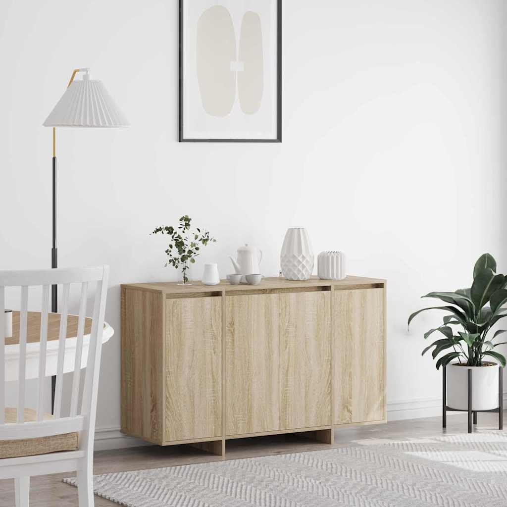 Sonoma Oak Engineered Wood 4-Door Sideboard Buffet