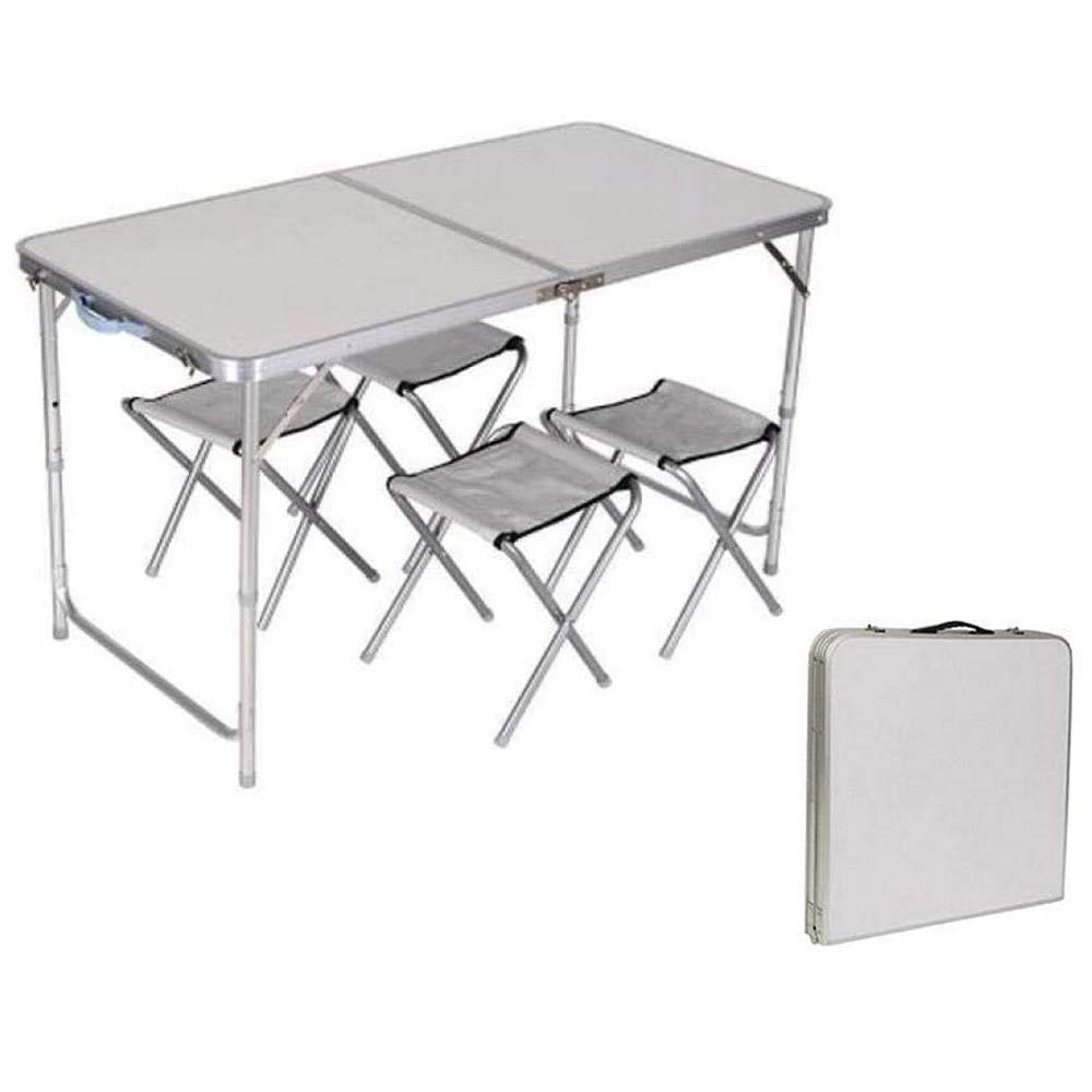 BAKAJI Set Tavolo Pieghevole 120x70 cm con 4 Sgabelli da Pic Nic per Campeggio Spiaggia