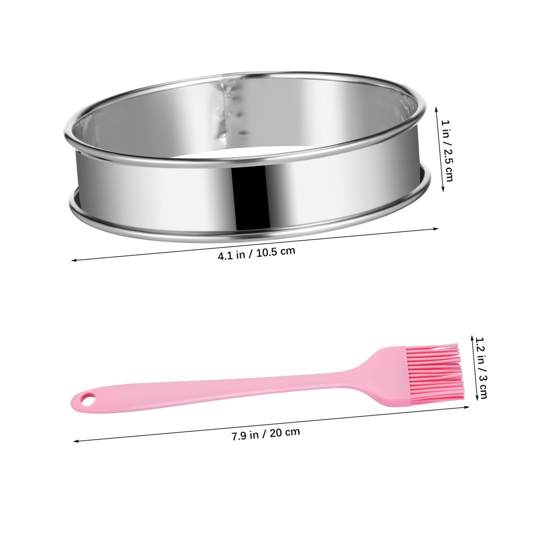 Luxshiny Moldes Redondos para Hornear Galletas y Pasteles de 4 Pulgadas | Acero Inoxidable, Borde Rizado, 1 Juego con Cepillo, Uso Doméstico Anfitriones de Fiesta