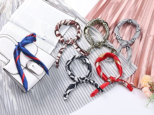 2Pcs Women's Satin Silky Scarves - 19.6"x19.6" - Square Printed Neckerchief Neck Scarf4