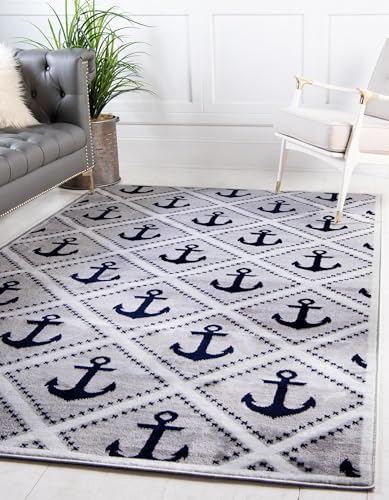 Rugs.com Sydney Collection 6x9 Gray Low-Pile Rug