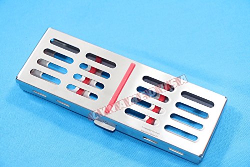 New German Stainless Dental Autoclave Sterilization Cassette Rack Box Tray for 5 Instrument RED - Thumbnail 4