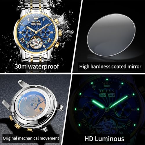 Image of OLEVS Men Watches Square Business Dress Diamond Analog Quartz Date Luxury Watch for Men Casual Stainless Steel Waterproof Luminous Wrist Watch