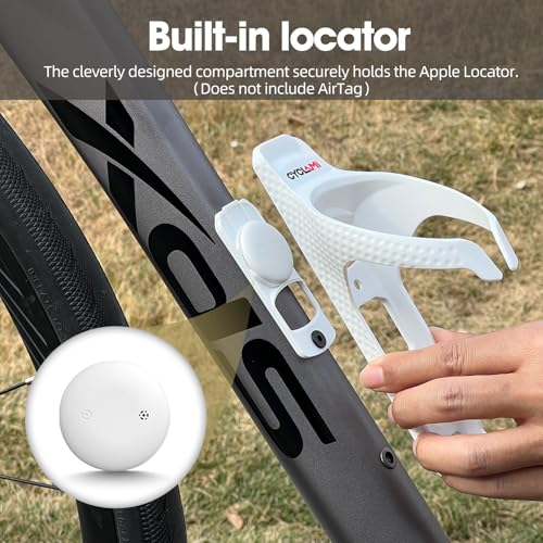 Bike Water Bottle Holder for Airtag 1.5 Oz Ultra-Light Non-Slip Bicycle Bottle Cages with Screws Tool Universal Bike Cup Holder Rack for Road MTB Cycling Water Bottle Cage (White) - Thumbnail 2