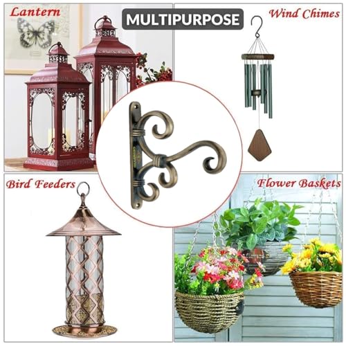 Image of Metal Wall Hook Hanging Plant Bracket Decorative Straight Plant Hanger for Pots, Bird Feeders, Planters, Lanterns, Macrame, Wind Chimes Indoor Outdoor (Pack of 2)
