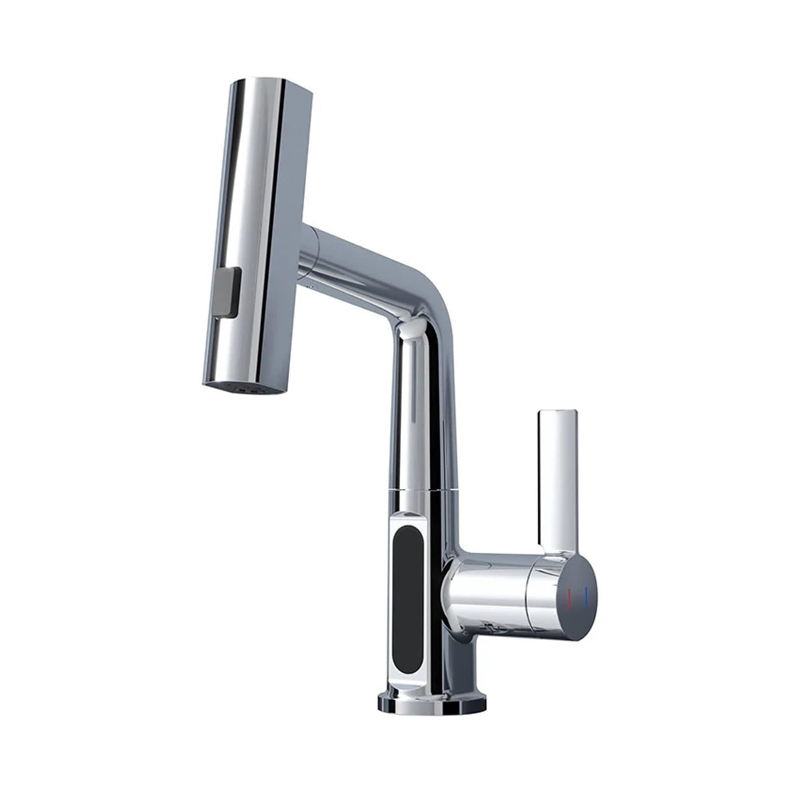 DFGHNBVC With Pull Down Sprayer And Hose, Brass Kitchen Faucet, Splash Proof Kitchen Sink Swivel Waterfall Faucet Compatible With Washing Vegetables And Fruits. Mixer Tap Faucet,Silver