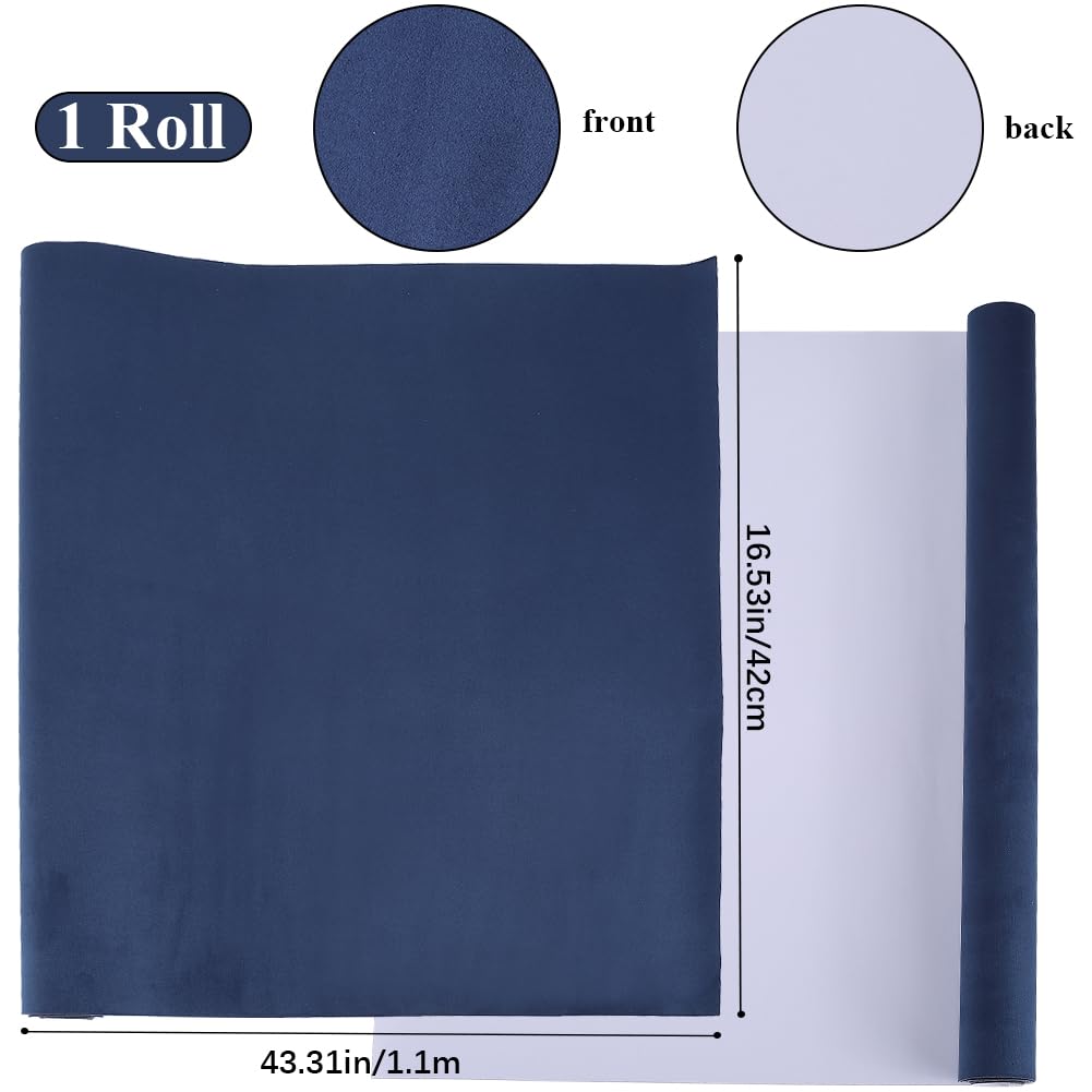 CRASPIRE 110x42 cm Tessuto Scamosciato per Rilegatura di Libri Blu Scuro Tessuto Autoadesivo Superficie Copertina per Libri con Supporto In Carta Libri Album Scrapbooking Archivio Fai Da Te Protezione