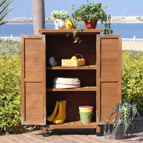 Armoire de rangement de jardin en bois étanche pour balcon