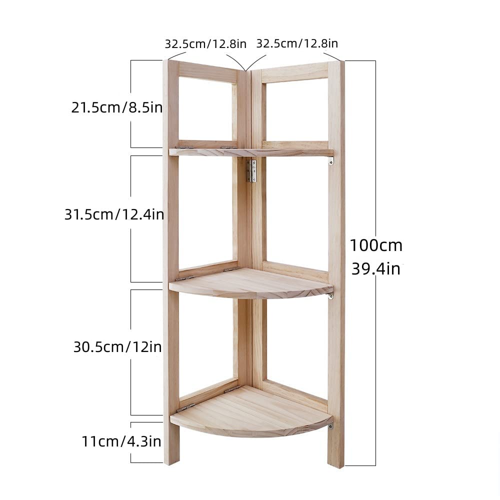 Amazon｜木製コーナー収納棚 折り畳み可能な3段コーナーラック
