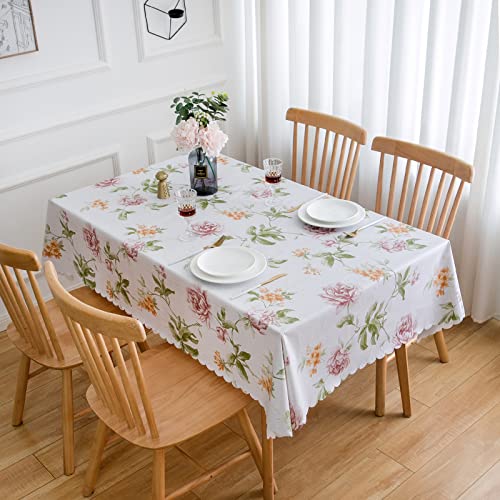 Liberecoo POLYESTER FLORAL TABLECLOTH Heavy Duty Vinyl Tablecloth Table Cover Waterproof Oil-Proof Pvc Table Cloth Stain-Resistant Wipeable Plastic Covers 52 Inch X 70" thumb #3