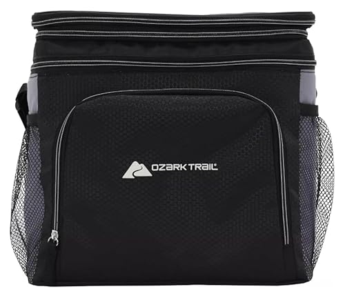 Ozark Trail 24 Can Soft-Sided Cooler, Black - Perfect for Camping, Picnics, and Outdoor Activities, Portable