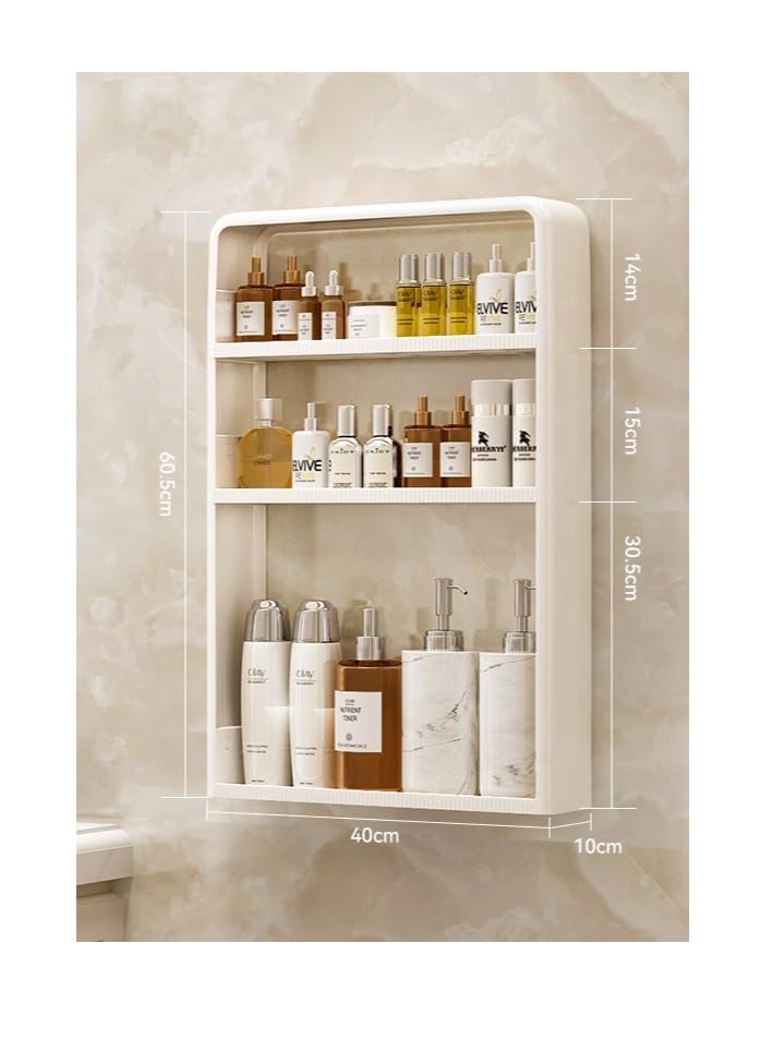 Three-Tier Plastic Bathroom Organizer with a Sleek Modern Design for Optimal Organization and Smart Space Utilization