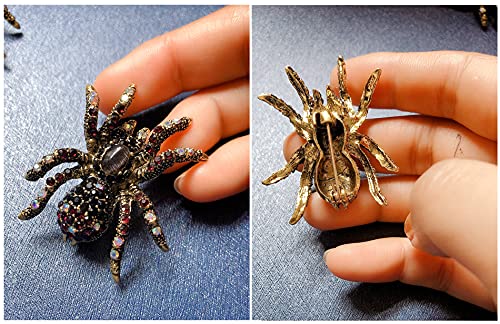 Image of Spider Brooch pins Crystal Rhinestone Women Enamel Insect Pin Lapel Pin Safety Pin