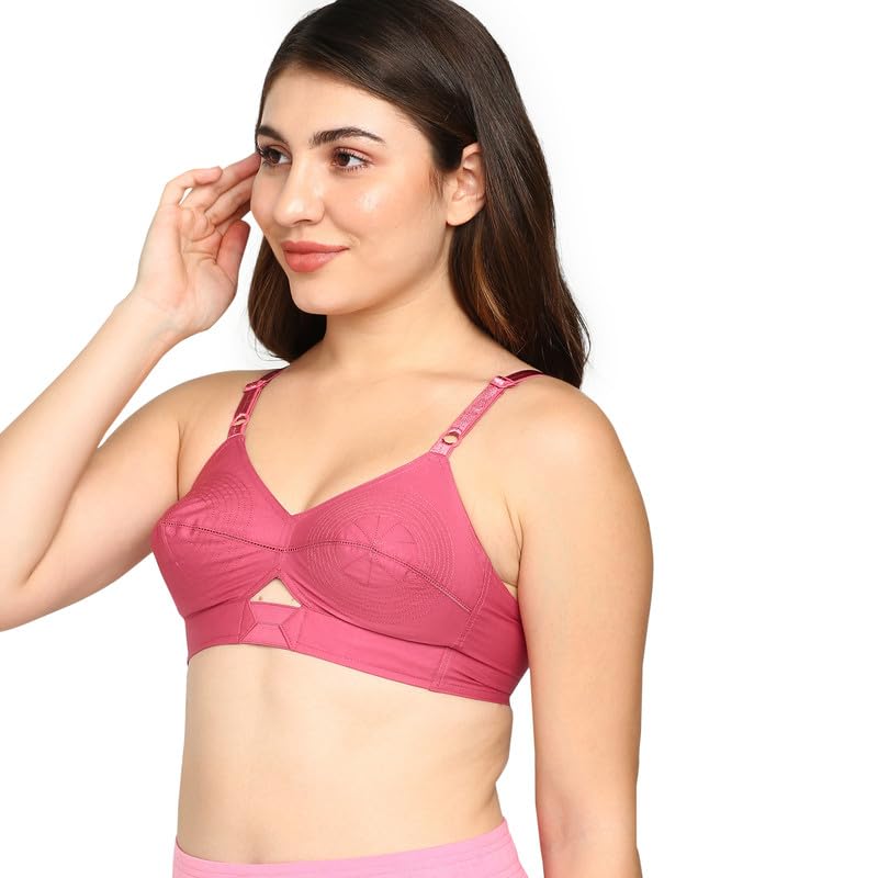 Image of BLOSSOM Priyasajini Women's Full Coverage 100% Woven Cotton Single Layer Round Stitch Non Padded Wirefree Conical Cup Everyday Bra