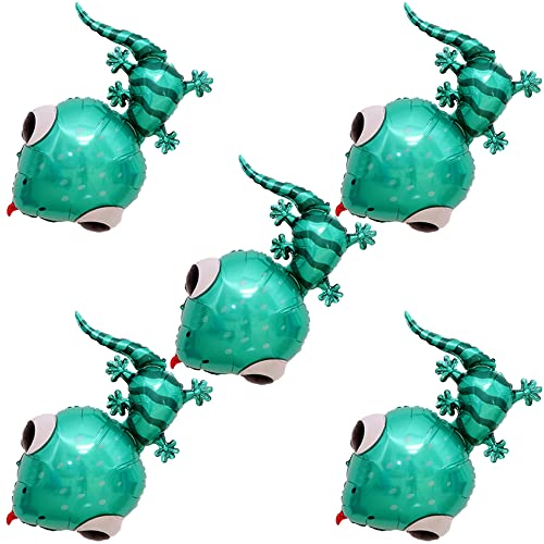 Image of Gecko Balloon Gecko Foil Mylar Balloons for Garden Insect Animals Theme Birthday Party Supplies Decorations 32 inch 5PCS