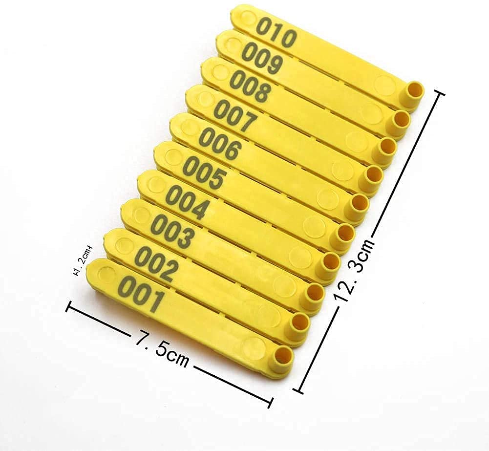 Universal-Ohrklemme für Ohren, Kennzeichnung von Ziegen, Vieh, Monoblock, Puncher für Schweine, Rinder, Schafe, Ziegen, Kuh, Nummer 001 – 100