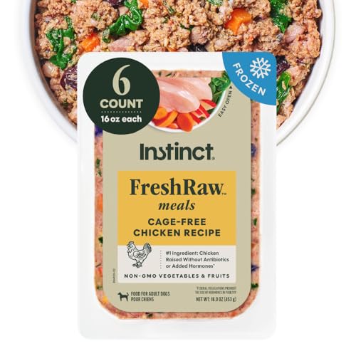 Instinct FreshRaw Meals, Natural Frozen Dog Food, Grain-Free - Cage-Free Chicken, 16 oz. (Pack of 6)
