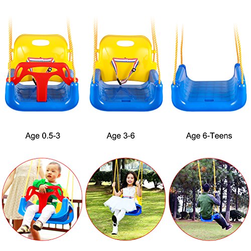 Jaketen 3-in-1 Toddler Swing Seat Hanging Swing Set for Playground Swing Set,Infants to Teens Swing (Blue)