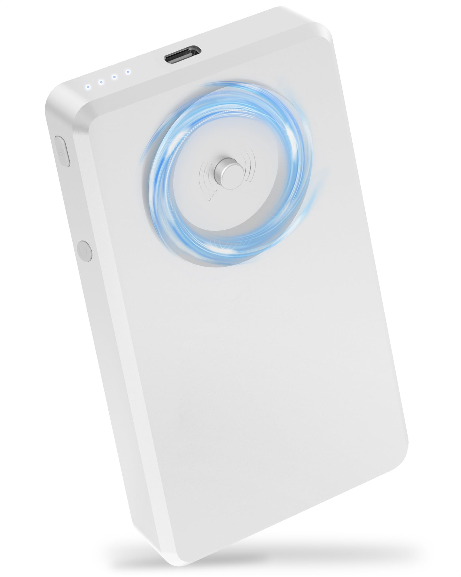 Wireless Portable Charger for Samsung, 8000mAh Ultra Slim Power Bank with Innovative Electric Suction Cup, Compatible with iPhone and Android Cell Phone, Support 22.5W USB-C PD Fast Charging, Silvery