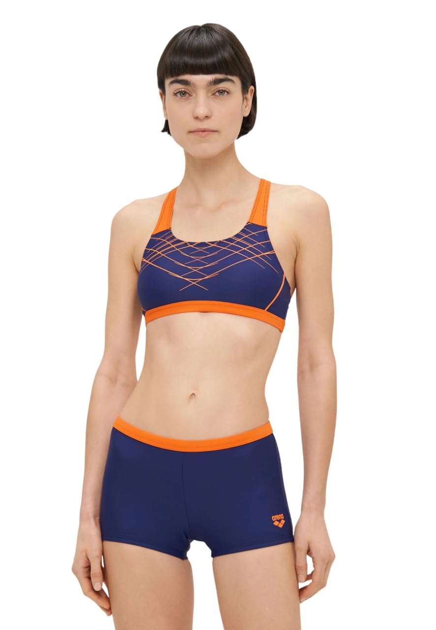 ARENA Costume Bikini 2 Pezzi A Fascia Donna Piscina Nuoto Proposal Blu Arancio Taglia 40 ITA