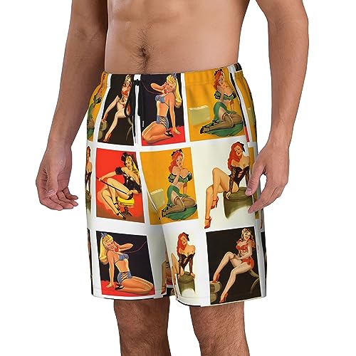 Sexy Pinup Girls Mens Swim Trunks Quick Dry Swim Shorts Swimwear Bathing Suits with Pockets3
