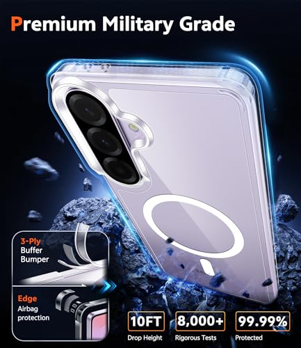 Image of FNTCASE for Samsung Galaxy A37-5G Case: Clear A36 Phone Cases with Screen Protector Compatible with Magsafe Slim Anti Yellowing Rugged Shockproof Protective Transparent Cell Cover (Clear Magnetic)