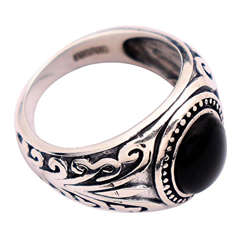 HXFFXHF Retro Vintage 925 Sterling Silber Blumenring mit Stein für Männer Frauen Größe 7.5-11