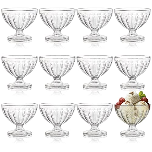 Lawei Paquete de 12 cuencos acrílicos para helados, tazas de postre transparentes de 8 onzas, cuencos de helado con patas para postre, Sundae, helado, ensalada, cóctel, condimento, bagatela