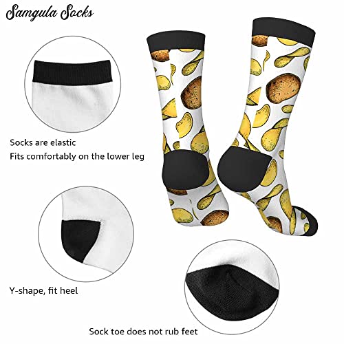 Image of Red Striped Crew Socks for Woman Size 6-8 Christmas Tree Moose Snowflake Dots Lines Girls Socks