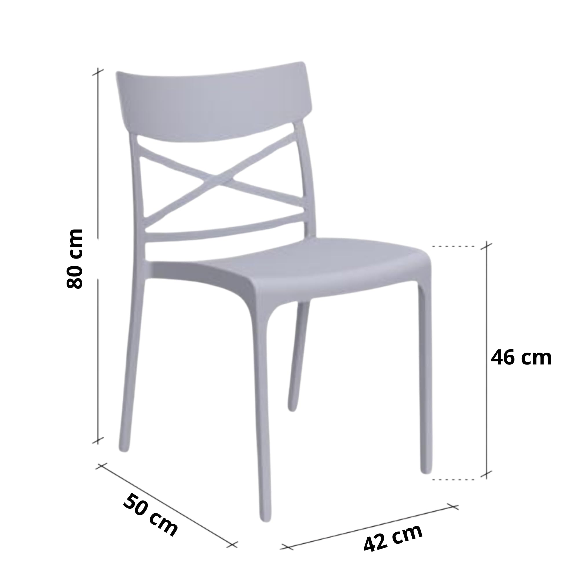 HOUSE COLLECTION, SEDIA CROIX SENZA BRACCIOLI, POLIPROPILENE, GRIGIO CHIARO (BCA195x2)