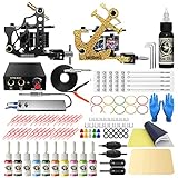 Wormhole Tattoo Kit Complete Coil Tattoo Machine Kit for Beginners 2 Tattoo Machines 10 Tattoo Inks 30 Tattoo Needles 1 Tattoo Power Supply Tattoo Gun Kit for Tattoo Artists TK091