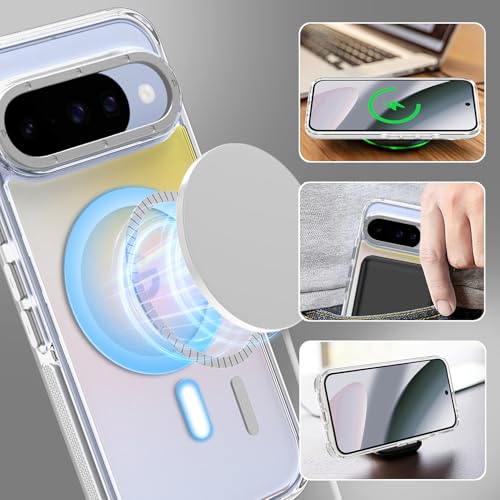 Image of Magnetic Case for Google Pixel 10 /10 Pro [Compatible with Magsafe] [Cute Fashion Fluorescent Design] Shockproof Slim Translucent Matte Case for Pixel 10 /10 Pro 6.3 inch, White