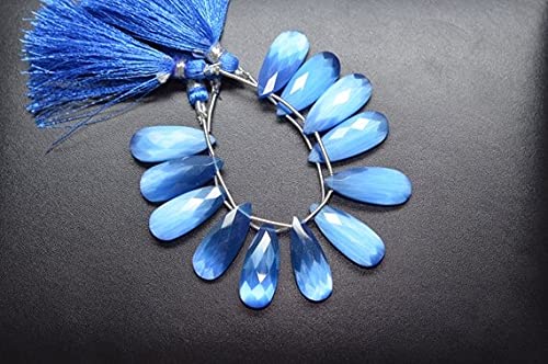 Quartz œil de tigre bleu en perles briolettes poire 10x25mm pour création bijoux diy