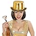 Top Gold Lame withSequin Trim Felt Top Hats Caps & Headwear for Fancy Dress Costumes Accessory