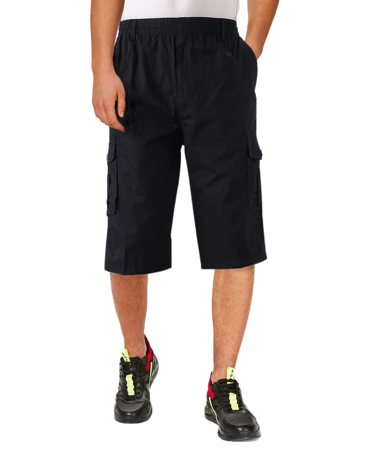 KTWOLEN Pantalones Cortos de Verano para Hombre Algodón Bermudas Cintura elástica Casuales Pantalones con Varios Bolsillos