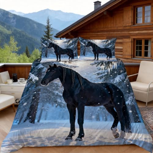 Housse de couette cheval de qualité supérieure en microfibre douce 240 x 260 cm
